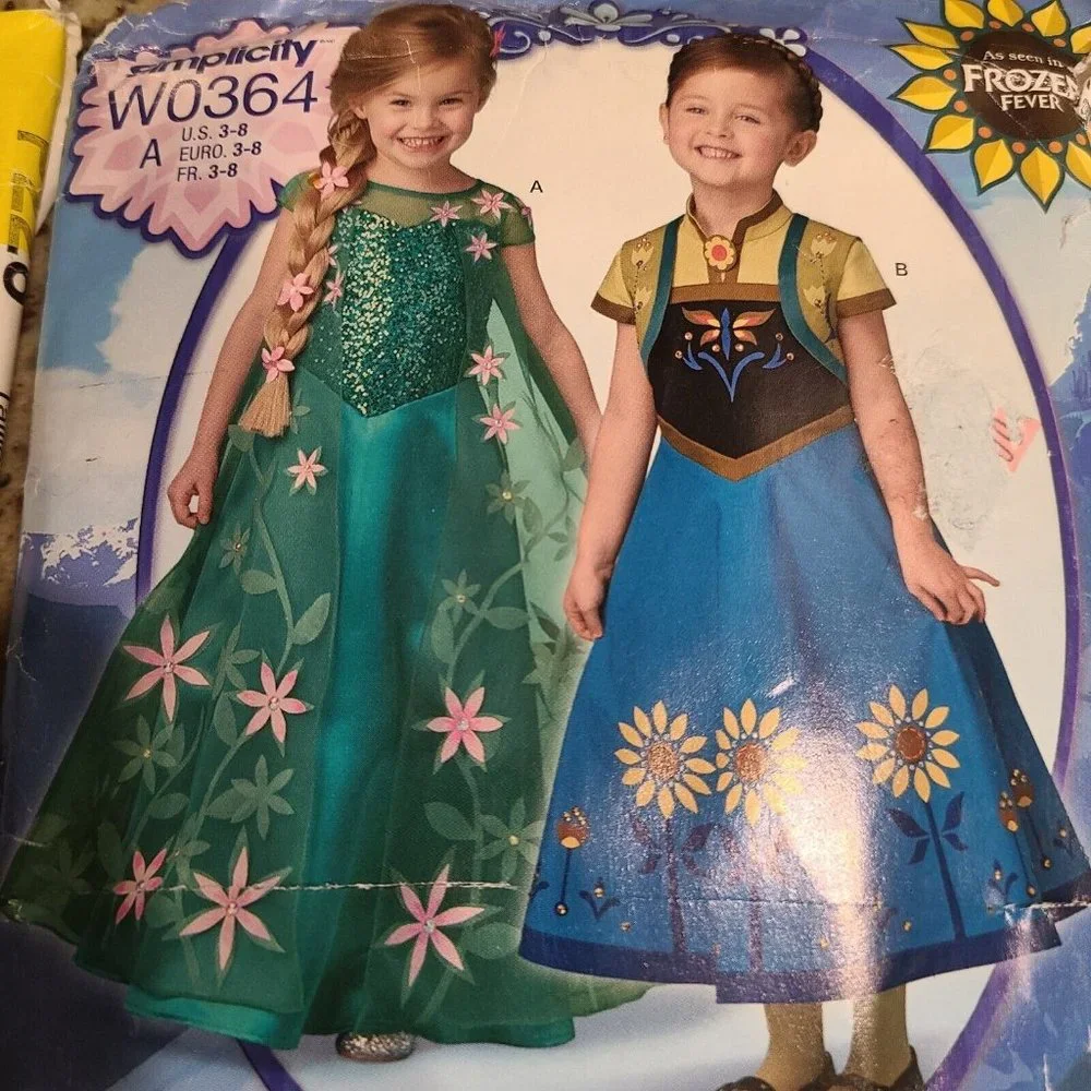 Simplicity W0364 Child's Sz 3-8 Disney FROZEN Anna Elsa & McCalls MP228 Princess